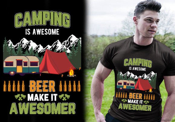 Camping Beer T-shirt Design Vector: Graphics & Print Templates
