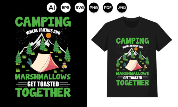 Camping Friends and Marshmallows T-shirt Graphics