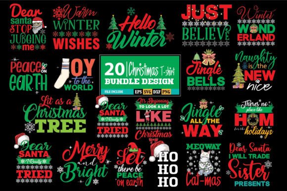 Christmas T-shirt Bundle Design Graphic: Print Templates & Graphics