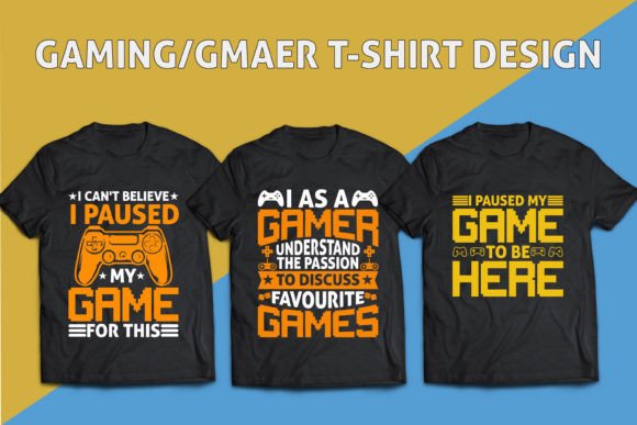 Gamer T Shirt Design Bundle: Graphics & Print Templates