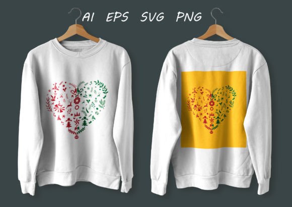 Heart Shaped Christmas T-shirt Graphics & Print Templates